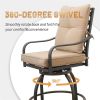 Outdoor Living Swivels Bar Stools, Outdoor Bistro Set for Garden Balcony Backyard Deck, High Bar Chairs with Seat & Back Cushion,Khaki(2 Chairs)