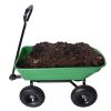 Garden Dump Cart with Steel Frame Outdoor Wagon with 10 Inch Pneumatic Tires, 55L Capacity, Green