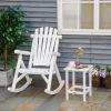 Outdoor Wooden Rocking Chair, Rustic Adirondack Rocker with Slatted Seat, High Backrest, Armrests for Patio, Garden, and Porch, Large, White