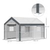 Outsunny 12' x 7' x 7' Walk-In Greenhouse, Outdoor Garden Warm Hot House with 4 Roll-up Windows, 2 Zippered Doors and Weather Cover, White