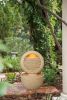 21.7x21.7x34.3" Cement Round Water Fountain with Light and Pump