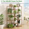 Multi-tier Wooden Plant Stand 11 Potted Flower Display Shelf Rack Vase Holder for Patio Balcony Garden(No shipments on weekends)