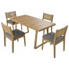 U_Style Multi-person Outdoor Acacia Wood Dining Table and Chair Set, Thick Cushions, Suitable for Balcony, Vourtyard, and Garden.