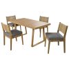 U_Style Multi-person Outdoor Acacia Wood Dining Table and Chair Set, Thick Cushions, Suitable for Balcony, Vourtyard, and Garden.