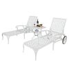 193*64.5*93cm Backrest Adjustable Courtyard Cast Aluminum Lying Bed White