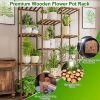 Multi-tier Wooden Plant Stand 11 Potted Flower Display Shelf Rack Vase Holder for Patio Balcony Garden(No shipments on weekends)