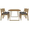 U_Style Multi-person Outdoor Acacia Wood Dining Table and Chair Set, Thick Cushions, Suitable for Balcony, Vourtyard, and Garden.