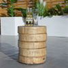 Natural Wood Finish Faux Wood Grain Side Table for Indoor and Outdoor