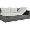 TOPMAX Outdoor 6-Piece All Weather PE Rattan Sofa Set, Garden Patio Wicker Sectional Furniture Set with Adjustable Seat, Storage Box