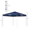 Outsunny 13' x 13' Pop Up Canopy Tent, Instant Sun Shelter, Tents for Parties, Height Adjustable, with Wheeled Carry Bag for Outdoor, Garden, Patio