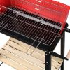 85*42*86cm Four Legs With Wheels Square Enamel Charcoal Oven Black Red