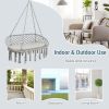 2 Person Hanging Hammock Chair with Cushion Macrame Swing