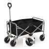 29"*13"*18" 100kg 600d Oxford Cloth Steel Frame Flat Folding Style Black Cloth Silver Frame Garden Folding Cart