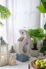 16.9x10.2x31.9" White Abstract Water Fountain with Blue Base with Light, for Indoor and Outdoor