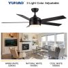 52 in.Outdoor Integrated Light Kit Glam Matte Black Ceiling Fan with 5 Plywood Blades, Remote Control