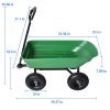 Garden Dump Cart with Steel Frame Outdoor Wagon with 10 Inch Pneumatic Tires, 55L Capacity, Green