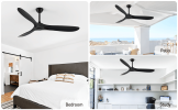 60 inch Ceiling Fan with Remote Control - Timed Lighting, Reversible Airflow and Quiet Operation for Living Room & Bedroom & Outdoor