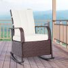 Outsunny Wicker Outdoor Rocking Chair, Patio Recliner with Adjustment Backrest