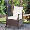 Outsunny Wicker Outdoor Rocking Chair, Patio Recliner with Adjustment Backrest