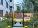 Metal Garden Arch with doors Garden Arbor Trellis Climbing Plants Support Arch Outdoor Arch Wedding Arch Party Events Archway Black