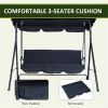 3-Seat Patio Swing Chair-Black