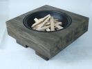 Wood-Fueled Outdoor Fire Pit with Wood Grain Design