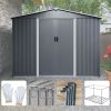 8x6 FT Outdoor Tool Storage Shed with Metal Foundation & Lockable Doors, All Weather Metal Sheds for Garden, Patio, Backyard, Lawn, Gray