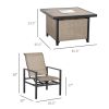 5 Piece Garden Patio Dining Set, Steel, Outdoor Conversation Set, Square Dinner Table with Built-in Ice Bucket Insert, 4 Rocking Chairs for Garden