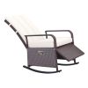 Outsunny Wicker Outdoor Rocking Chair, Patio Recliner with Adjustment Backrest