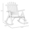 Outdoor Wooden Rocking Chair, Rustic Adirondack Rocker with Slatted Seat, High Backrest, Armrests for Patio, Garden, and Porch, Large, White