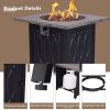 Faux Woodgrain Table top And Steel Base Propane Outdoor Fire Pit Table With Lid