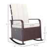 Outsunny Wicker Outdoor Rocking Chair, Patio Recliner with Adjustment Backrest