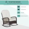 Outsunny Outdoor Wicker Rocking Chair with Wide Seat, Thick, Soft Cushion, Rattan Rocker w/Steel Frame, High Weight Capacity for Patio, Garden