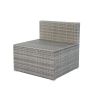 6 Pieces PE Rattan sectional Outdoor Furniture Cushioned Sofa set Grey Wicker, Dark Grey Cushion