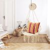 Hanging Macrame Hammock Chair with Handwoven Cotton Backrest