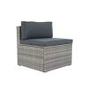 6 Pieces PE Rattan sectional Outdoor Furniture Cushioned Sofa set Grey Wicker, Dark Grey Cushion