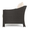 ANTIBES 4PCS Wicker Chat Set - Brown wicker and Beige cushion