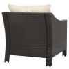 ANTIBES 4PCS Wicker Chat Set - Brown wicker and Beige cushion