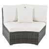 Outdoor Patio Furniture Luxury Circular Outdoor Sofa Set Rattan Wicker Sectional Sofa Lounge Set with Tempered Glass Coffee Table, 6 Pillows,Beige