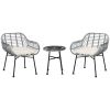 Outsunny 3 Piece Patio Set, Outdoor Bistro Furniture, PE Rattan Wicker Table and Chairs, Cushioned, Hand Woven