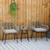 Outsunny 3 Piece Patio Set, Outdoor Bistro Furniture, PE Rattan Wicker Table and Chairs, Cushioned, Hand Woven