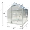 6.3'*6.2'*7' Polycarbonate Greenhouse, Heavy Duty Outdoor Aluminum Walk-in Green House Kit with Rain Gutter, Vent and Door for Backyard Garden