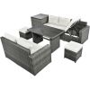 TOPMAX Outdoor 6-Piece All Weather PE Rattan Sofa Set, Garden Patio Wicker Sectional Furniture Set with Adjustable Seat, Storage Box