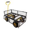 Wagon Cart Garden cart trucks make it easier to transport firewood Yellow+Black