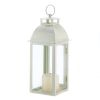 Ivory Distressed Candle Lantern - Rustic Home Decor Lighting