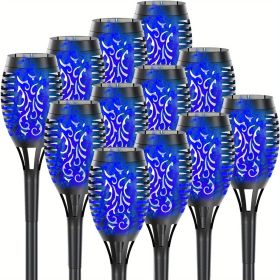 4/8/12pcs/pack Solar Outdoor Lights, 12LED Solar Torch Lights With Flickering Flame For Garden Decor (Color: Blu Ray, size: 12pcs)