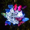 1pc LED Solar Butterfly Ball Wind Chime Light Hanging Lantern Garden Yard Decor Solar Lights Outdoor Butterfly Lights Garden Decorative Solar Lights W