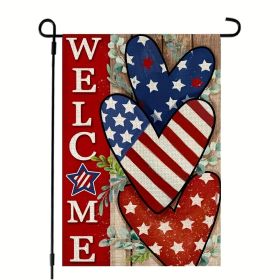 4th Of July Patriotism Linen Double Sided Garden Flag (12''x18''); Home Decor; Anniversary Independence Day Outdoor Decor; Yard Decor; Garden Decorati (Style: American 2 pcs)