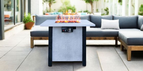 25" H Outdoor Fire Pit Table 50000BTU (Color: as Pic)