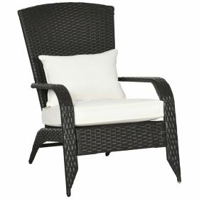 Outsunny Patio Wicker Adirondack Chair, Outdoor All-Weather Rattan Fire Pit Chair w/ Soft Cushions (Color: as Pic)